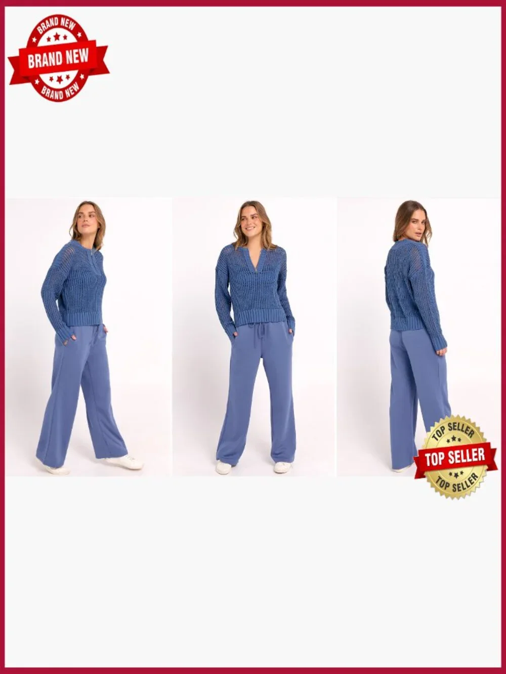 2 Piece Loungewear Set Crochet Top Wide Leg Pants Travel Matching Sets